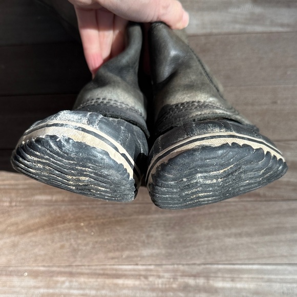 Sorel Slimpack Tall Gray Leather riding Boots women’s size 10 - Picture 11 of 16